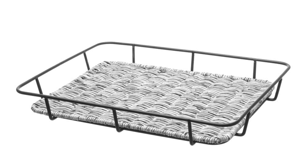 Süteményes kosár rozsdamentes acél peremmel - Világos szürke - 400x300x(H)50mm