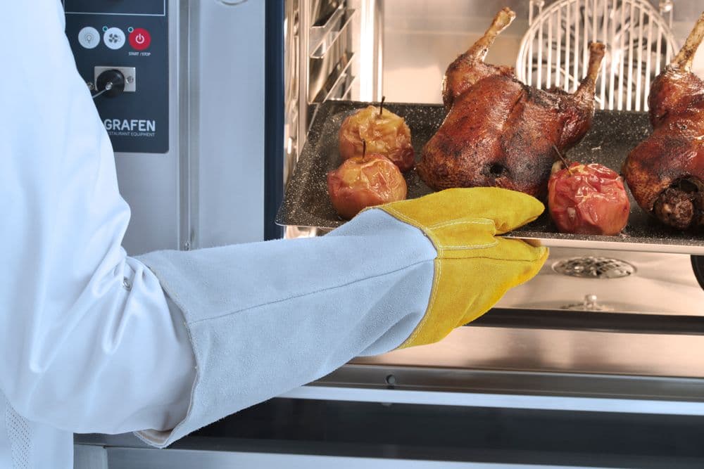 Hőálló bőr barbecue kesztyű - 2 db - 2 db. - (L)460mm - 3