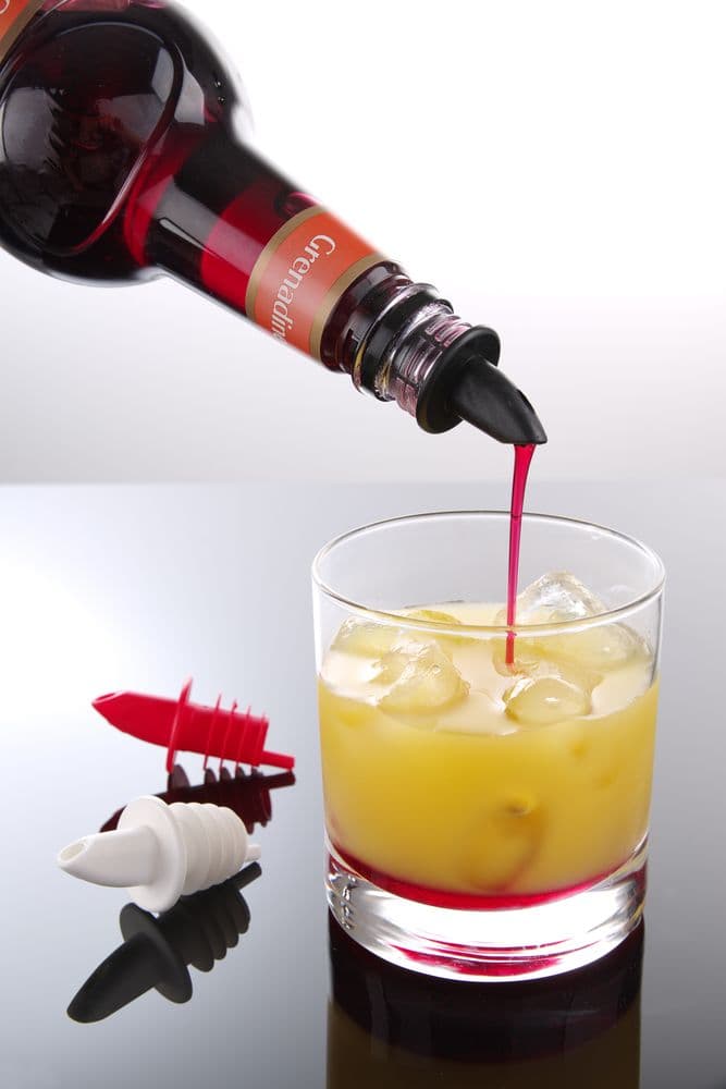 Szabad áramlású kiöntő - 6-os készlet - BarUp - 2 fekete - 2 fehér - 2 piros - Piros - 6 db - 2