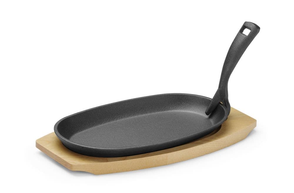 Öntöttvas szorítófelület fabéléssel és megfogóval - Fekete - 280x140x(H)30mm - 2