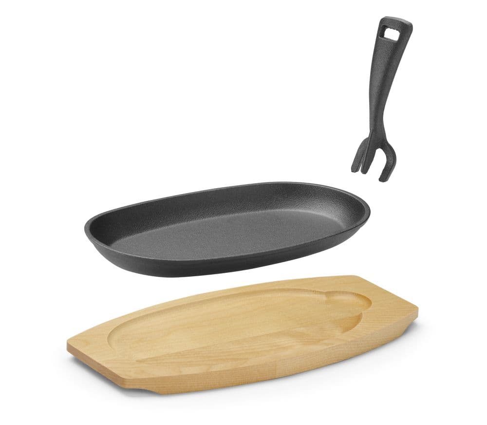 Öntöttvas szorítófelület fabéléssel és megfogóval - Fekete - 280x140x(H)30mm - 4