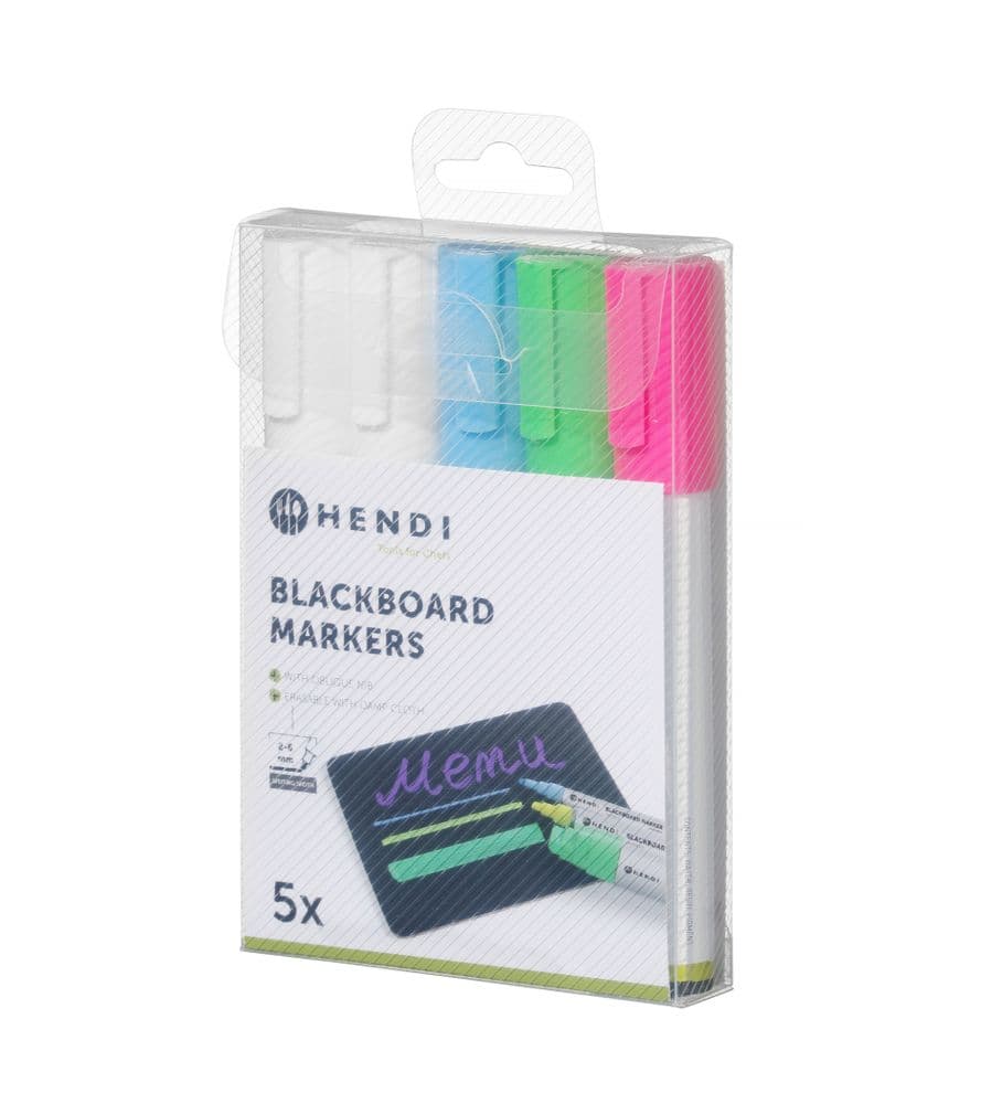 Tábla filctollak 6 mm - 1 rózsaszín - 1 zöld - 1 kék és 2 fehér filctoll - 2