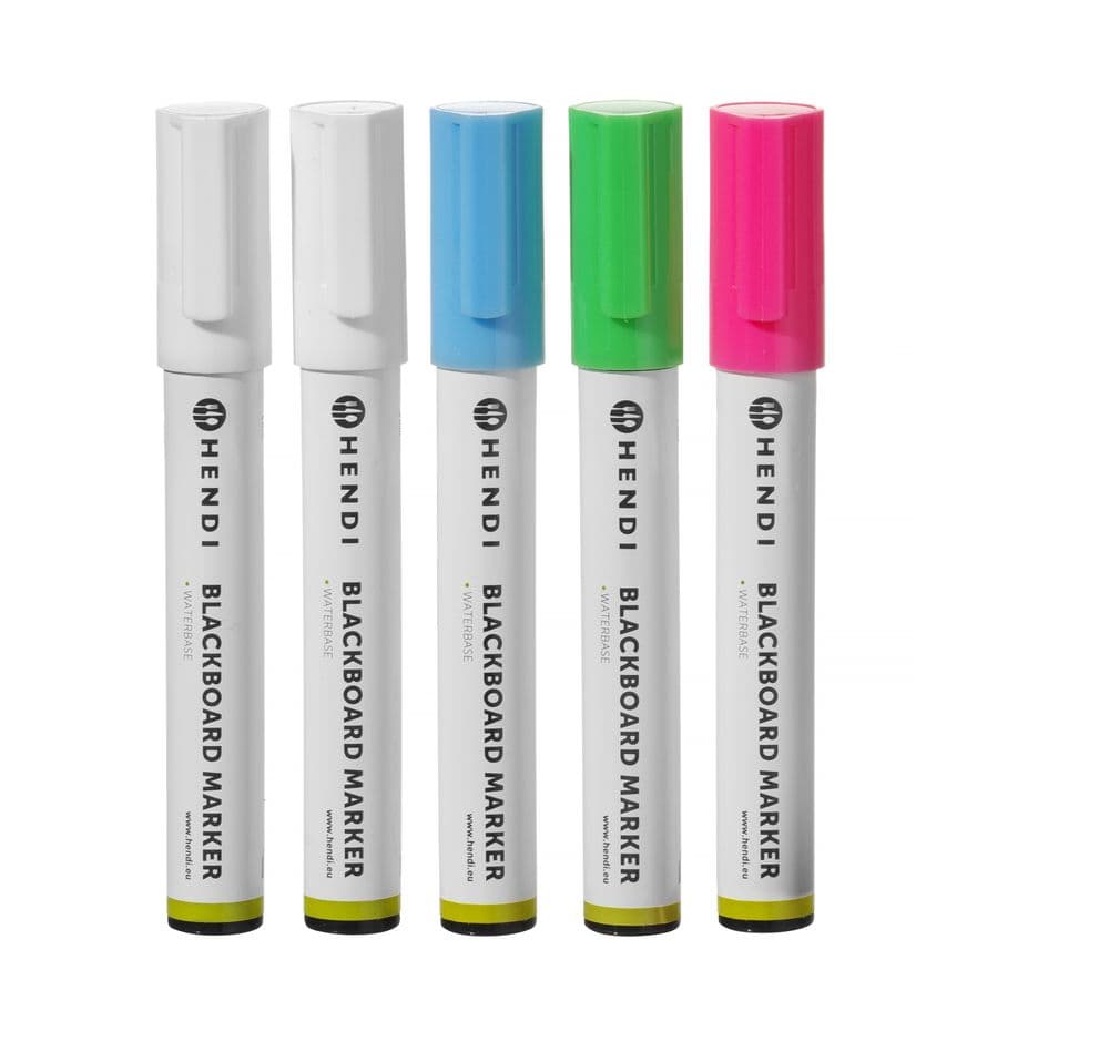 Tábla filctollak 6 mm - 1 rózsaszín - 1 zöld - 1 kék és 2 fehér filctoll - 3