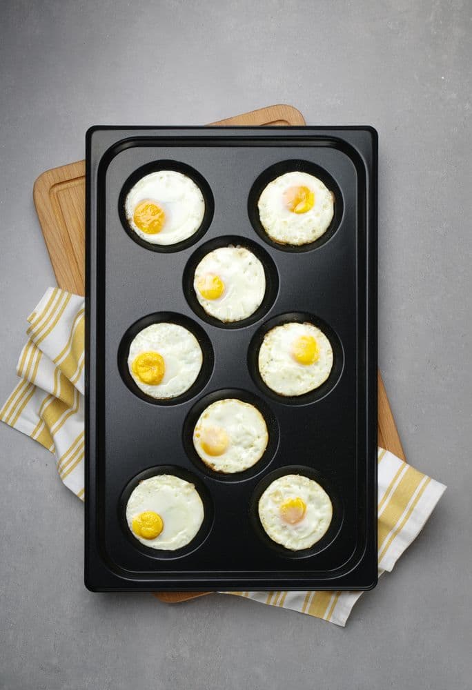 Tálca tojásokhoz - tapadásmentes bevonattal - CONVECTOMAT EGGPLATE - GN 1/1 - Fekete - 530x325x(H)26mm - 4