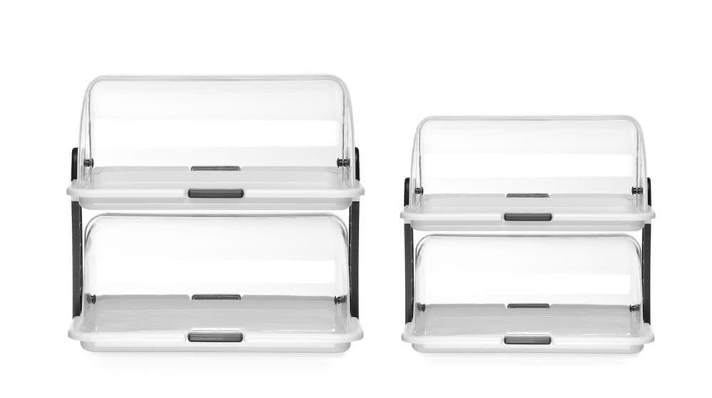 Bemutatótálca rolltop fedővel - kettős - 465x310x(H)410mm - 3