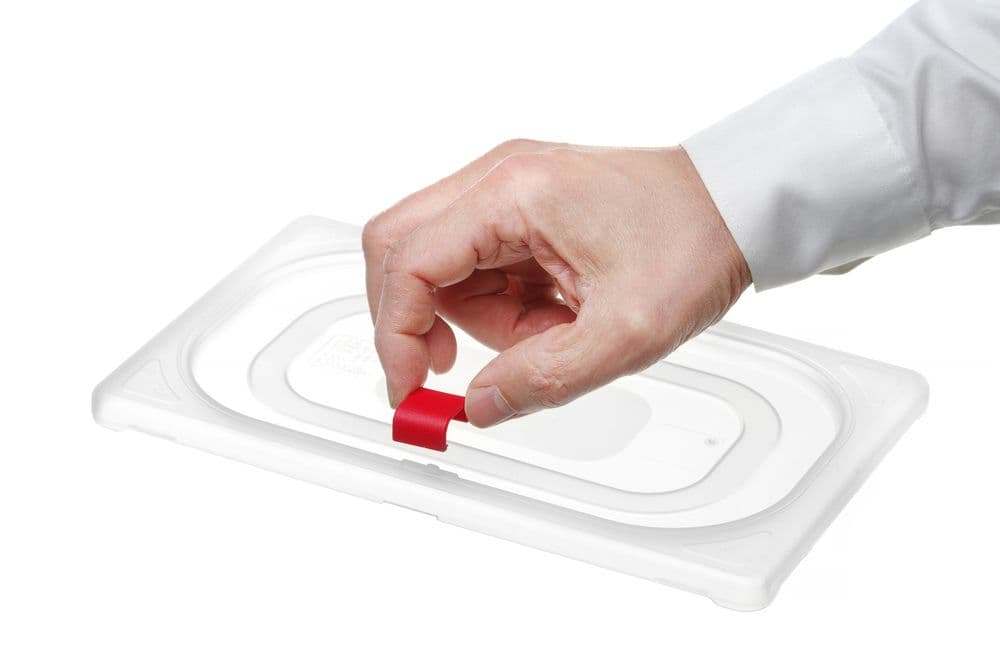 Tető csipesz HACCP tároló edényekhez - Piros - 12 db - 3