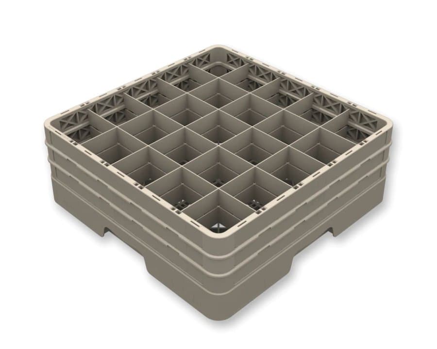 Closed Flap Rack 25-compartment rack full size polypropylene in beige with three extenders