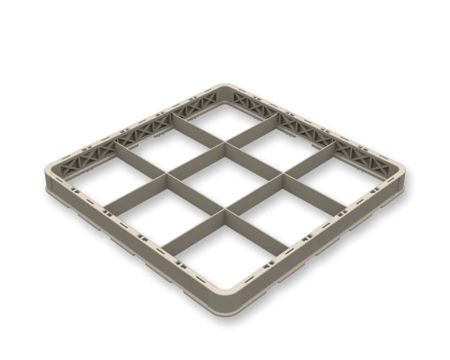 9-compartment rack extender full size polypropylene in beige with flaps for Closed Flap Rack 9-compartment rack