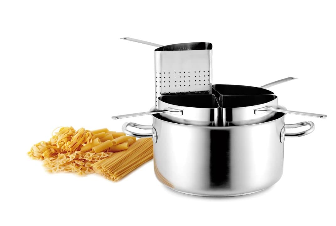 Inox-Pro pasta cooking set with Innox Pro sauce pot 40 cm stainless steel induction-ready in satin finish and four pasta colanders