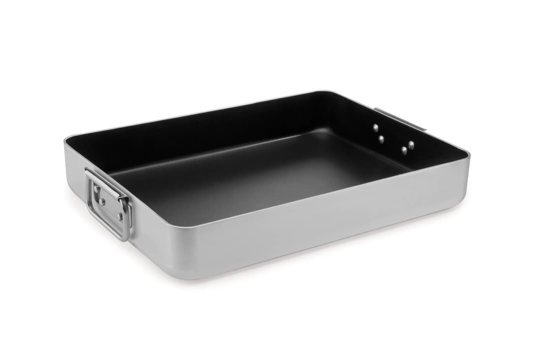 Roasting pan 60 x 40 cm 19 liter capacity aluminum with nonstick coating and falling handles