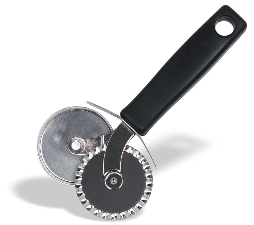 Double pastry cutter 17.5 cm long stainless steel with plain and fluted blades