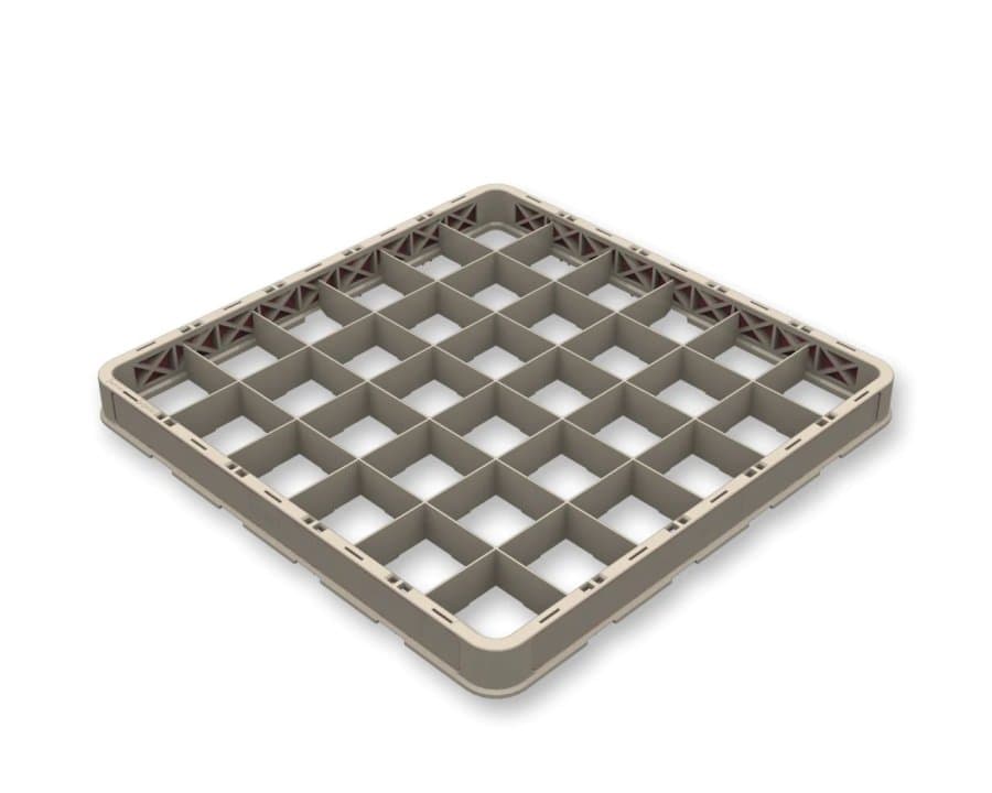 36-compartment rack extender full size polypropylene in beige with flaps for Closed Flap Rack 36-compartment rack