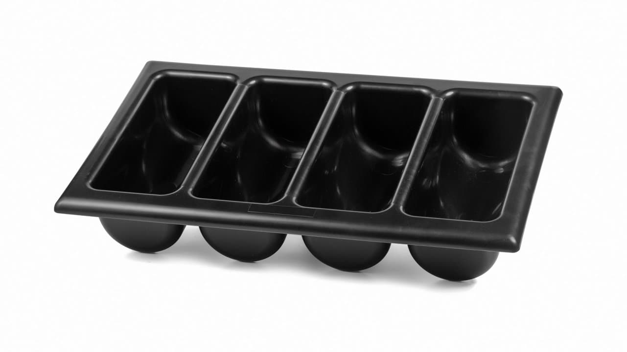 GN 1/1 black gastronorm cutlery bin