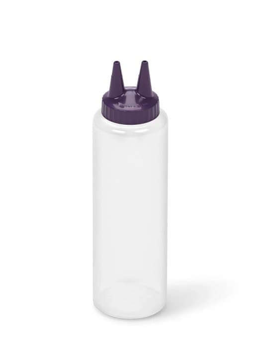 12-ounce Traex® Color-Mate Twin Tip™ clear squeeze dispenser with purple top