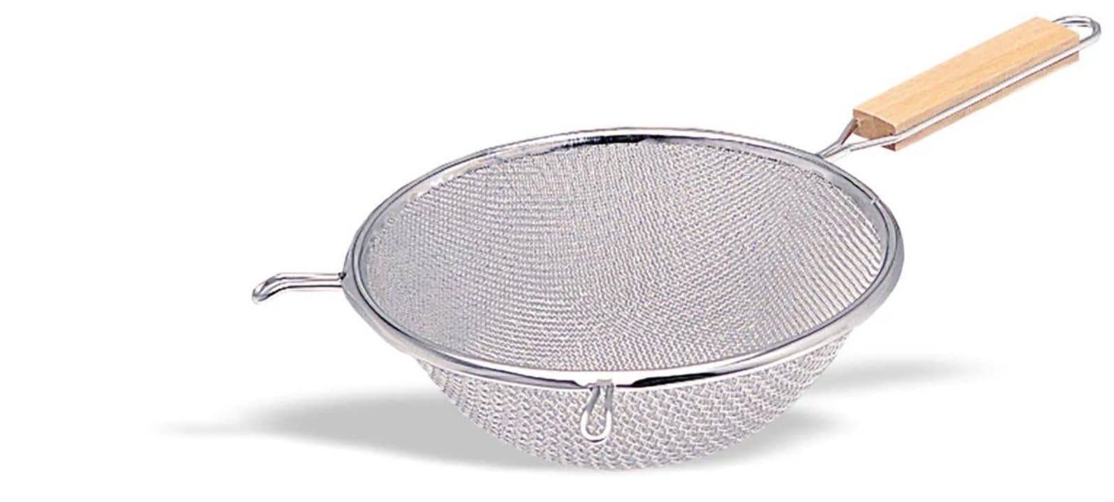 Double-mesh strainer 26 cm stainless steel with wood handle