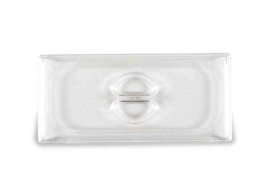 Ice cream pan lid 36 x 16.5 cm clear polycarbonate with recessed handle