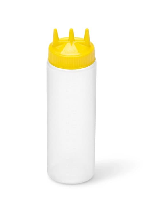 24-ounce Traex® Color-Mate Tri Tip™ wide-mouth clear squeeze dispenser with yellow top