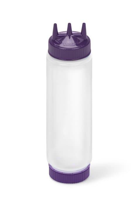 24-ounce Traex® FIFO clear squeeze dispenser with purple Tri Tip™ and purple base cap