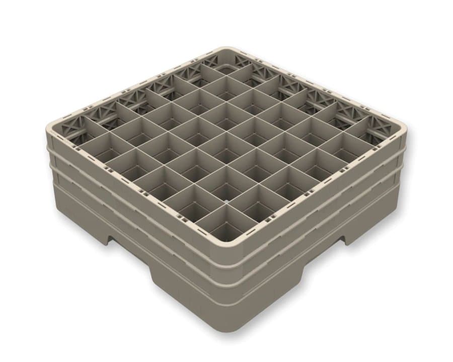 Closed Flap Rack 36-compartment rack full size polypropylene in beige with four extenders