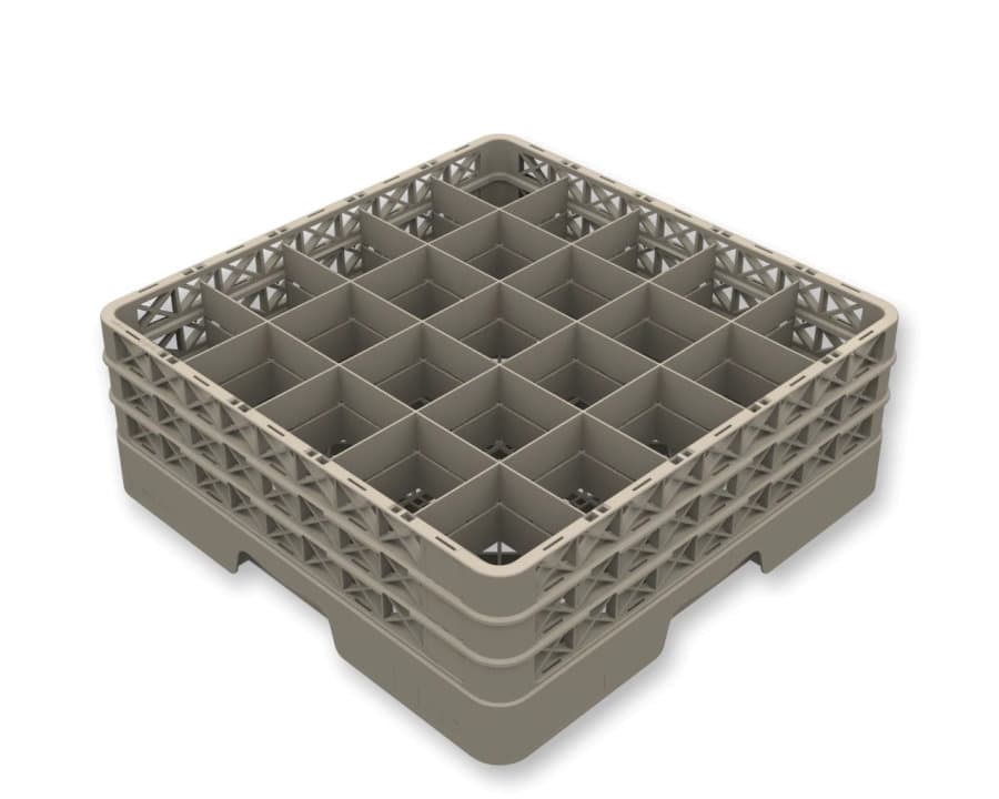 Open Flap Rack 25-compartment rack full size polypropylene in beige with five extenders