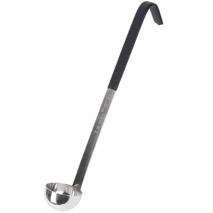 1-ounce heavy-duty stainless steel ladle with black Kool-Touch® handle