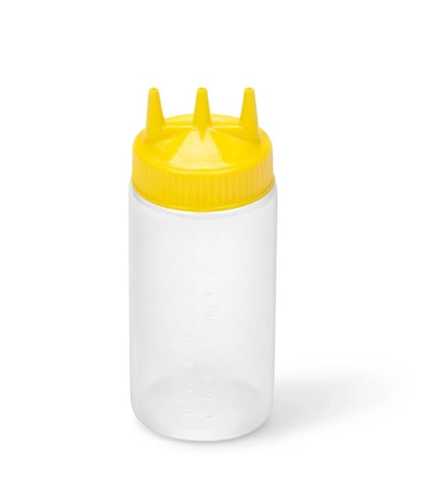 16-ounce Traex® Color-Mate Tri Tip™ wide-mouth clear squeeze dispenser with yellow top