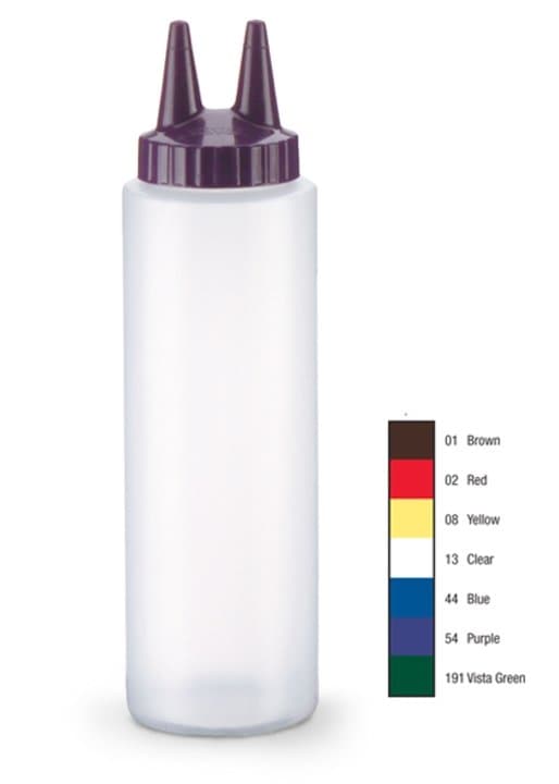 8-ounce Traex® Color-Mate Twin Tip™ clear squeeze dispenser with brown top