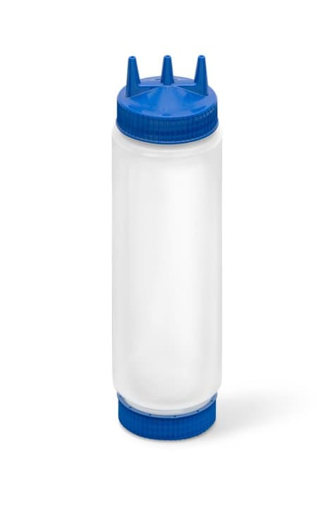 24-ounce Traex® FIFO clear squeeze dispenser with blue Tri Tip™ and blue base cap