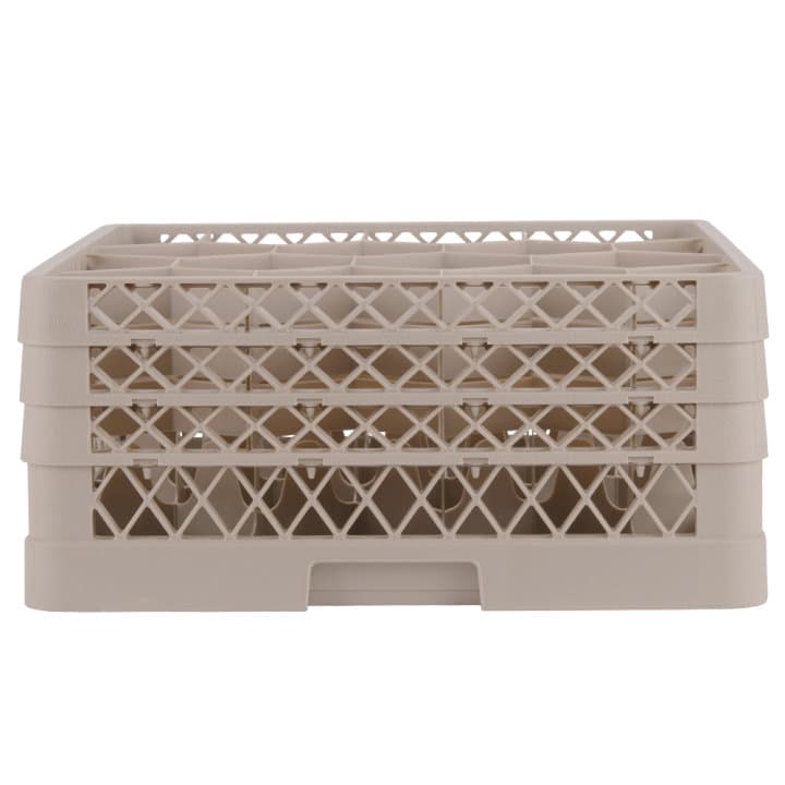 Full-size 12-compartment Traex® Rack Max® glass rack with three extenders in beige