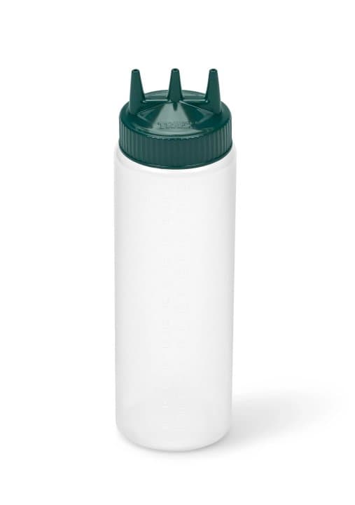 24-ounce Traex® Color-Mate Tri Tip™ wide-mouth clear squeeze dispenser with vista green top