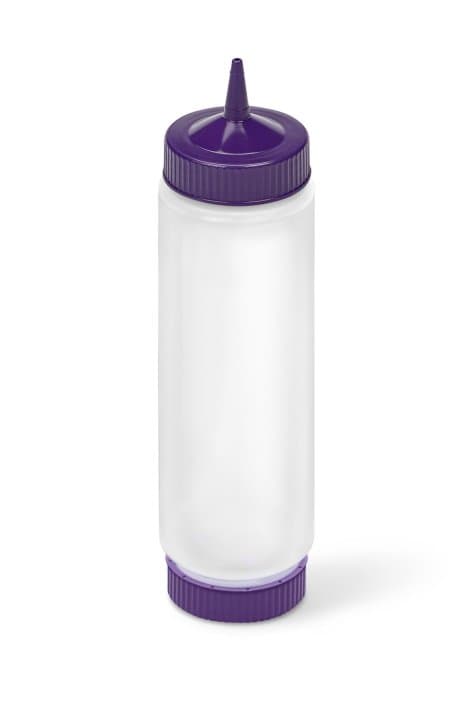 24-ounce Traex® FIFO clear squeeze dispenser with purple single tip and purple base cap