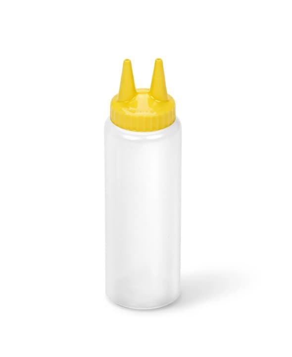 8-ounce Traex® Color-Mate Twin Tip™ clear squeeze dispenser with yellow top