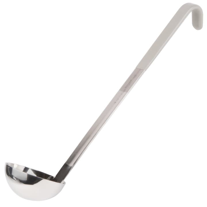 4-ounce one-piece heavy-duty stainless steel ladle with gray Kool-Touch® handle