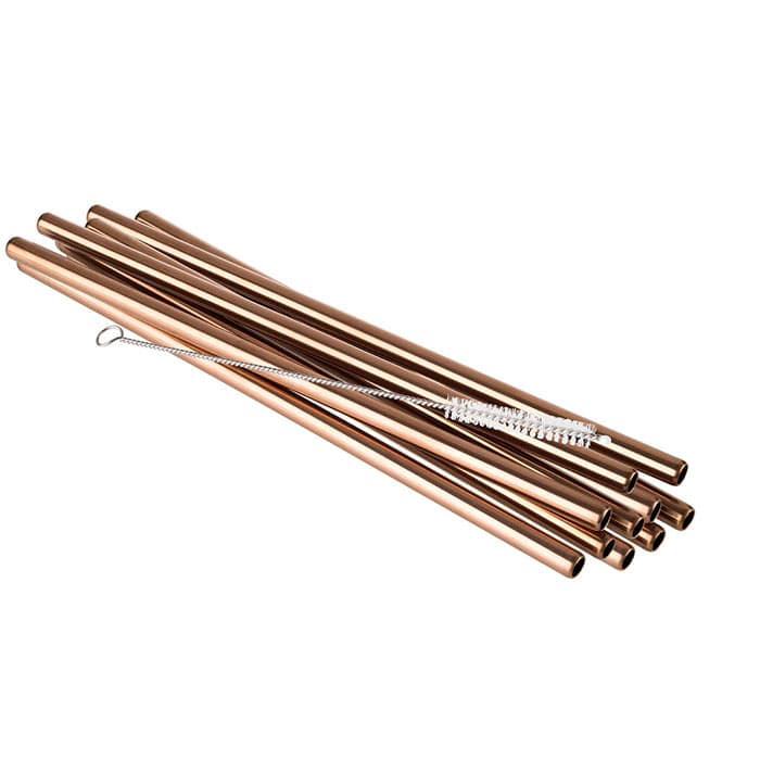 Straws, 11 db szett rézszín átm. 8 mm, length: 21,5 cm