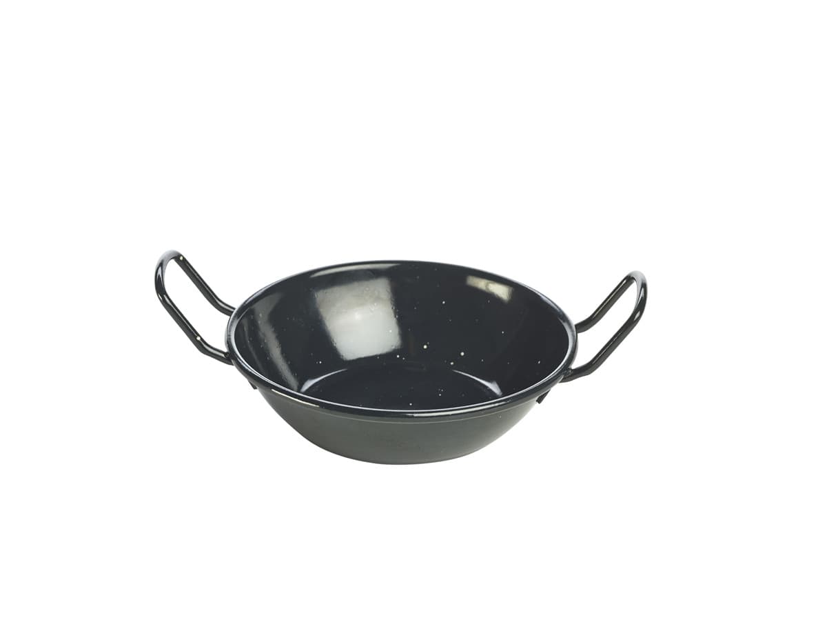 Fekete zománcozott tálka 14 cm