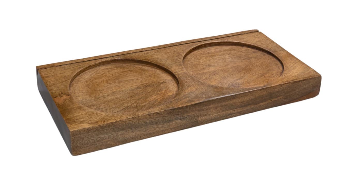 Büfé bemutató 2 darab mangófa fa -hoz tálaló üvegtégely 35,5 x 17 x 3,5 cm