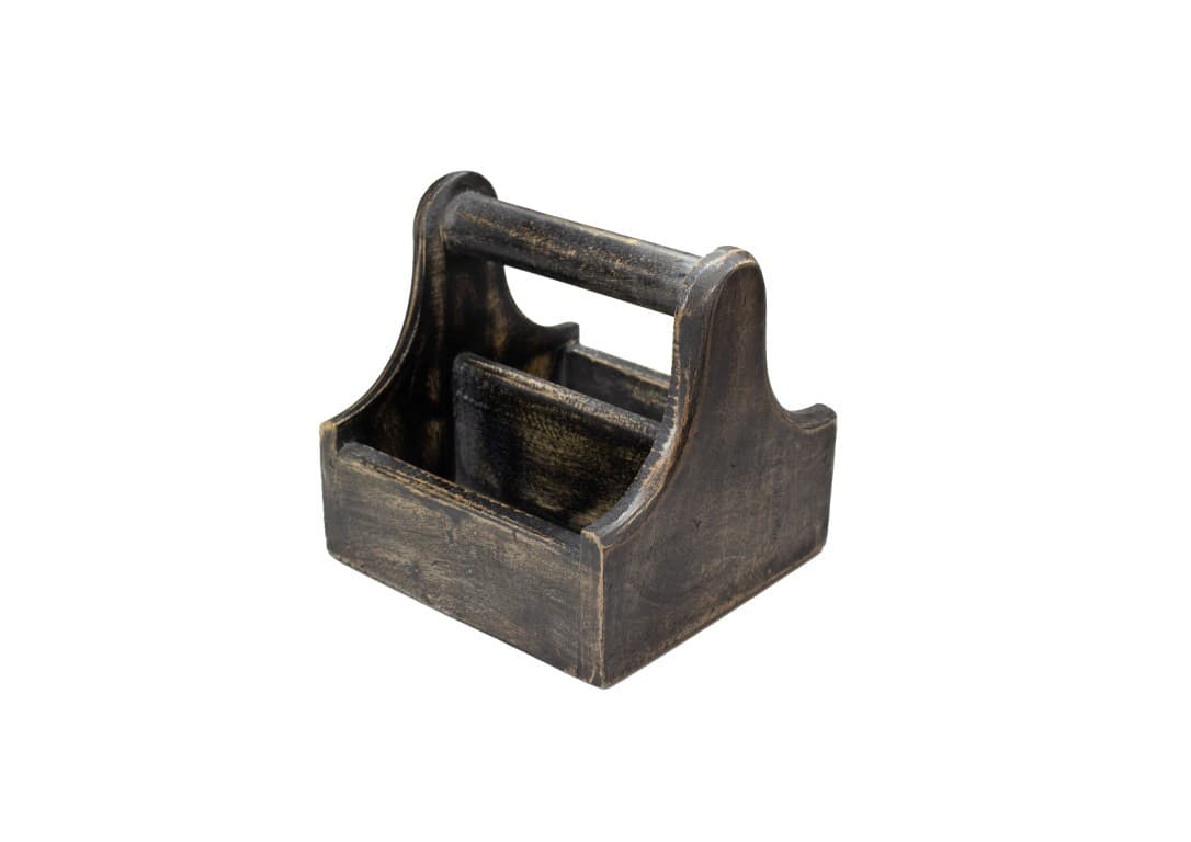 Table tartó kicsi füles mangófa, fekete, 15 x 15 cm