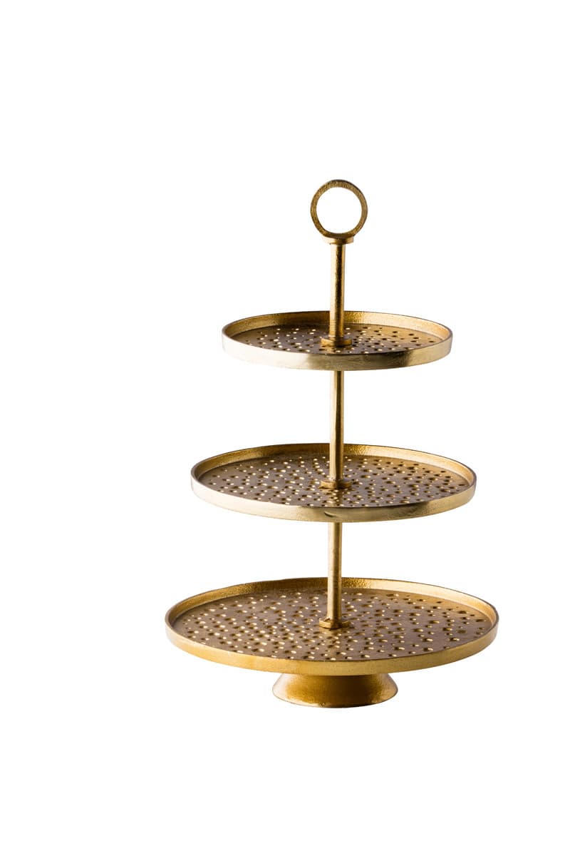 Etagère 3-layers Ø30/25, arany, 20 x 47 cm