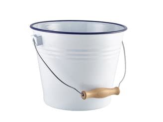 Zománcozott büfé vödör w/fa fül 22 cm