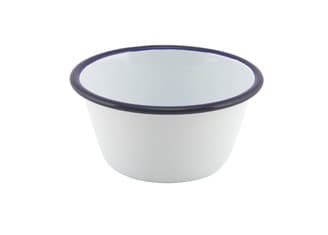 Zománcozott baking tálka kerek kék perem 12 cm