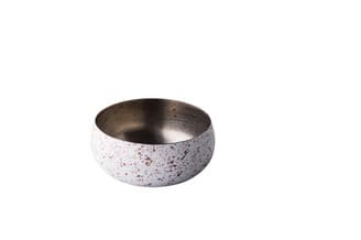 Rozsdamentes. st. tál vintage speckle Ø10cm 35cl