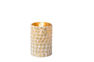Gyertya tartó fehér +arany rings 7,5 x 12 cm