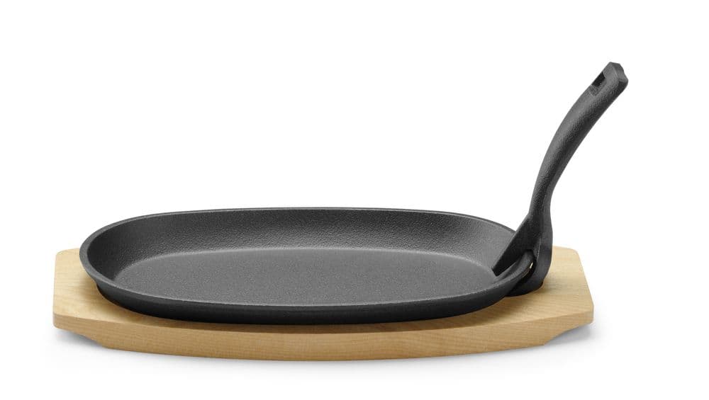 Öntöttvas szorítófelület fabéléssel és megfogóval - Fekete - 280x140x(H)30mm