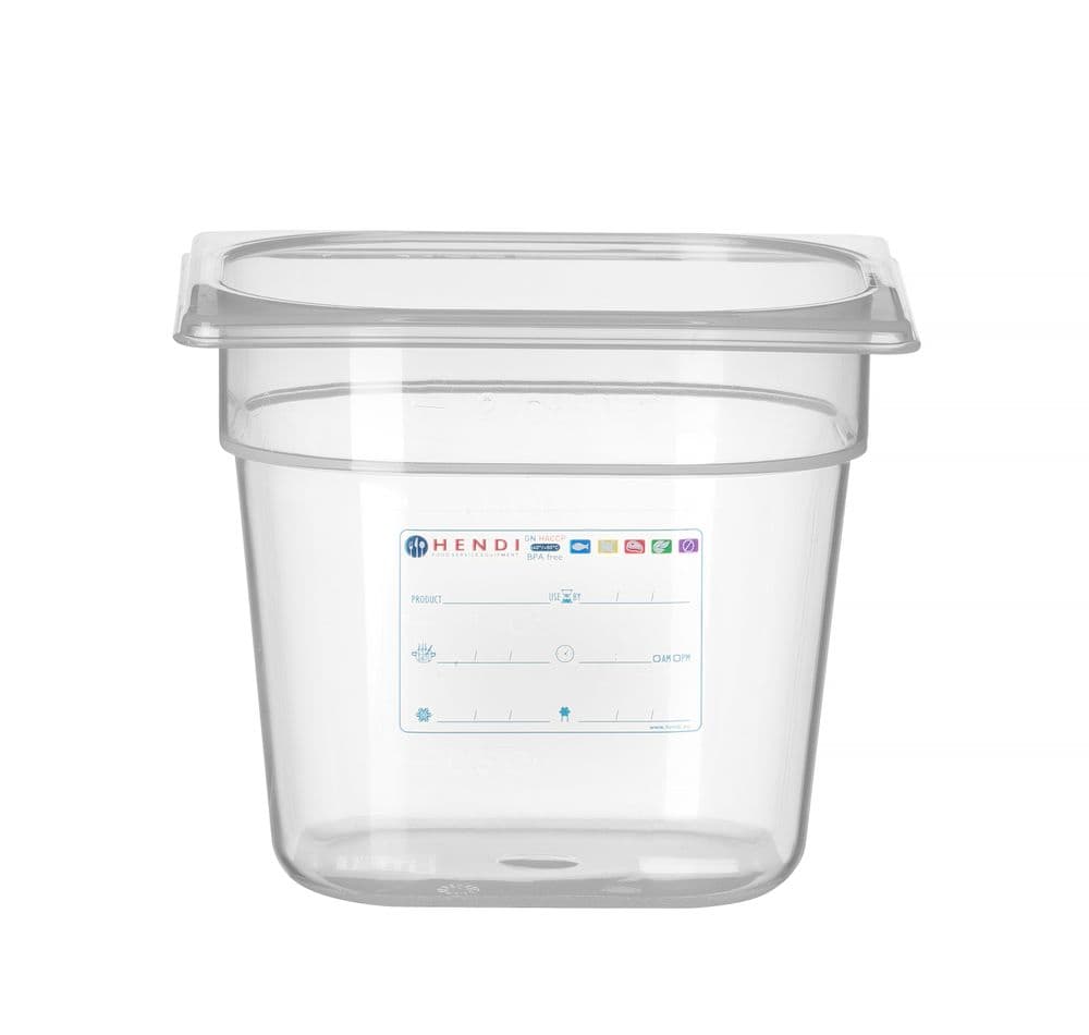 GN edény 1/6 - GN 1/6 - 2,4L - Átlátszó - 176x162x(H)150mm