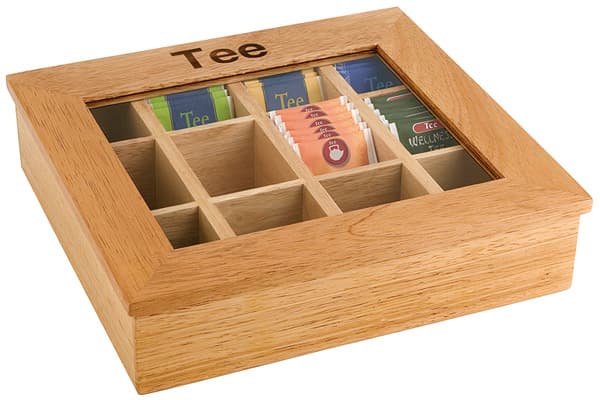 Teás-box átlátszó fa 11775 31 x 28 cm, height 9 cm