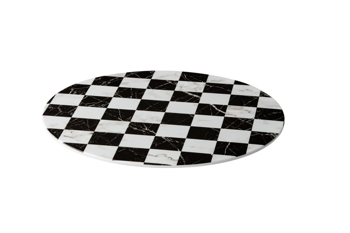 Tálalólap fekete/fehér checked kerek 33cm