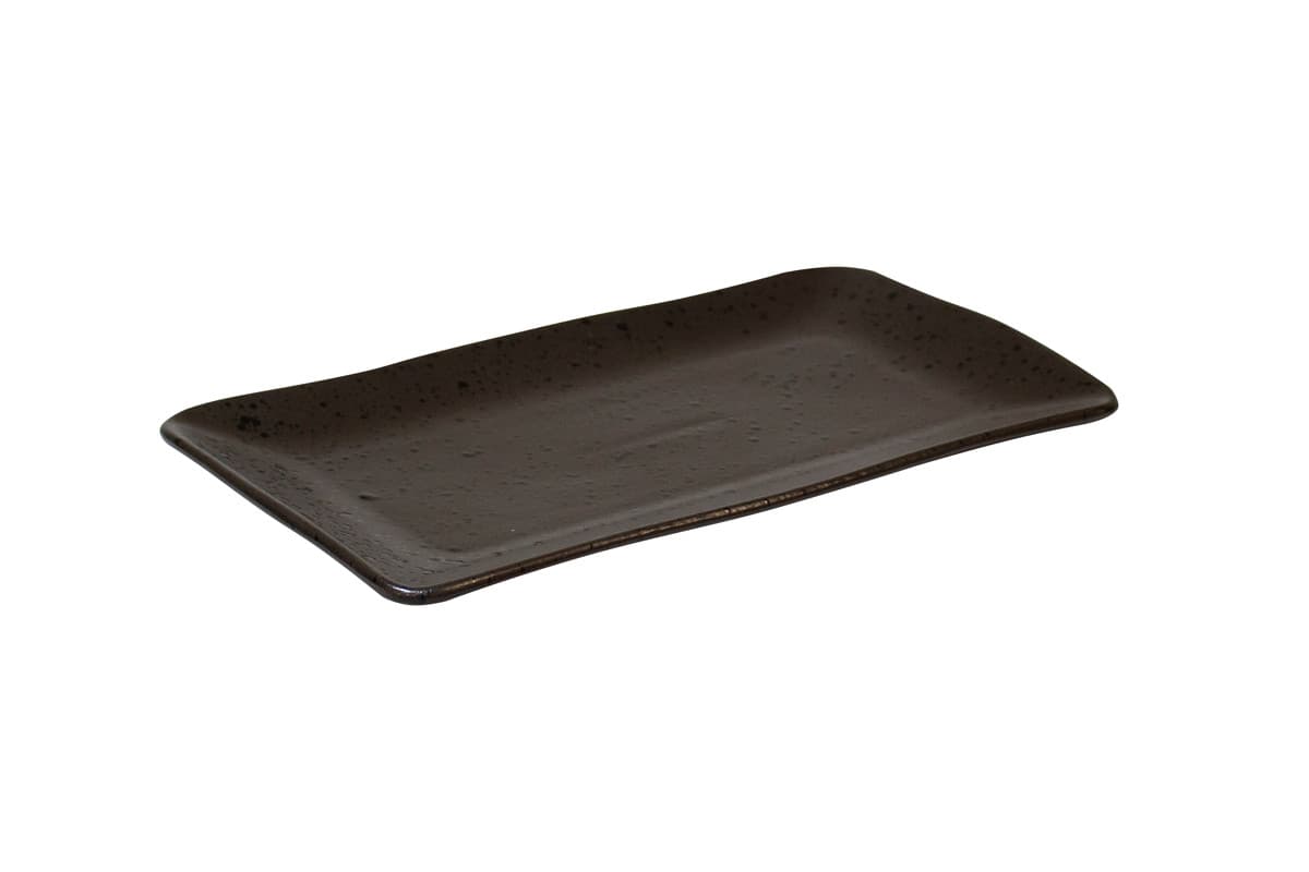 Q Authentic fekete Speckle téglalap. tányér 29x16cm